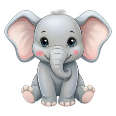 Fototapeta premium Cartoon cute baby elephant sitting