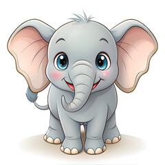 Cartoon cute baby elephant sitting