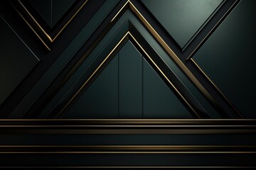 Obraz premium Abstract geometric background with black and gold shapes.