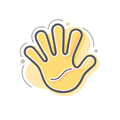 Obraz premium Handprint Icon, High Five Gesture, Yellow Background
