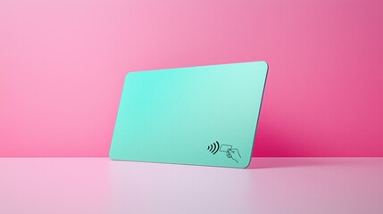 Minimal Cyan Bank Card on Pink Background
