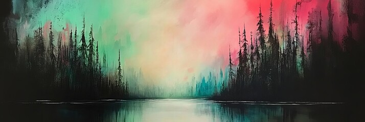 Obraz premium Fireworks reflecting on the water in shades of red and green