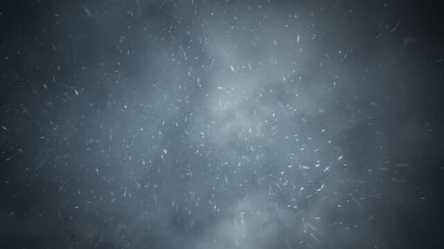 simulation heavy blizzard in black background from front