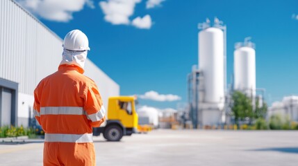 Engineer checking biogas digester with bubbling toxic water, surrounded by industrial equipment designed for safe methane gas production from hazardous waste.