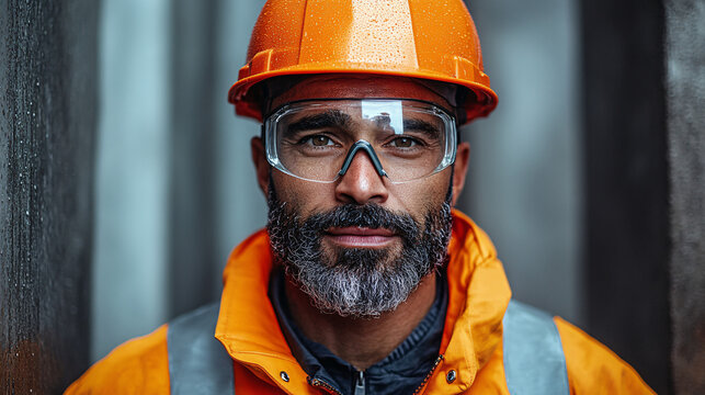 An industrial worker in full safety gear standing confidently, representing industrial safety and professionalism.
