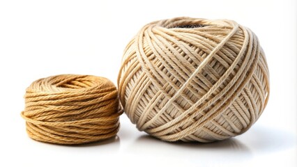 Obraz premium color, decorative, isolated, textile industry, white, fiber, yarn, hobby, craft, A close up view of a skein of woolen thread and a stretching thread isolated on a white background