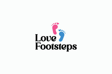 colorful of love footstep, footprint, foot, feet iconic logo design vector illustration with modern, elegant and playful styles isolated on white background. silhouette footstep logo design template