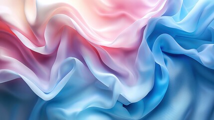 Obraz premium Elegant abstract background with flowing pastel pink and blue fabric. Perfect for design, fashion, and background concepts.