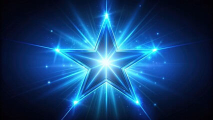Fototapeta premium Blue glowing star with a radiant luminous effect, blue, glowing, star, light, bright, glow, celestial, magic, shiny