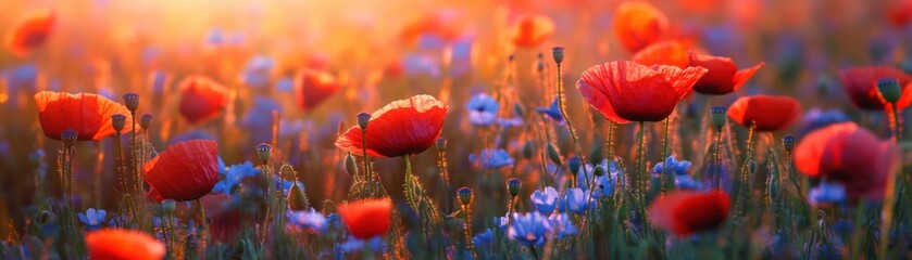 Obraz premium Sunlit Poppy Field
