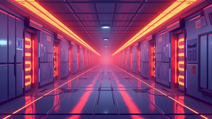 Fototapeta premium The fantasy spacecraft interior, game background, Illustration