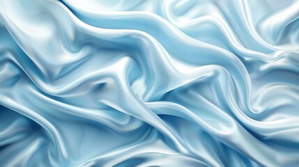 Naklejka premium Elegant light blue satin fabric, gentle waves and folds creating a smooth and luxurious texture perfect for backgrounds and design elements.