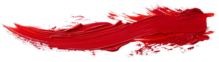 A dynamic, textured brushstroke of vibrant red paint on a white background, symbolizing passion, intensity, and the power of color in artistic expression