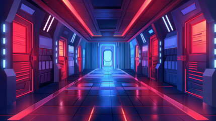 The fantasy spacecraft interior, game background, Illustration