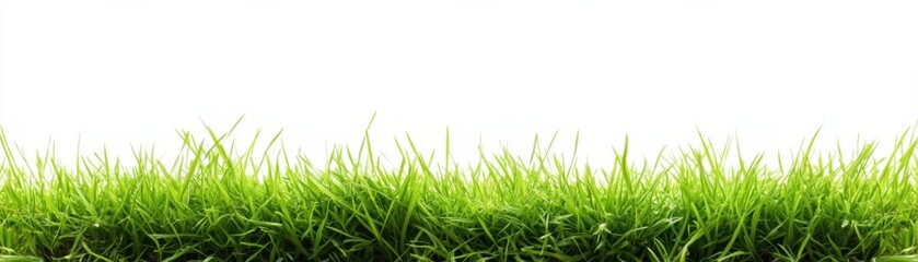 Fototapeta premium Vibrant green grass blades against a bright white backdrop, showcasing natural freshness and simplicity.