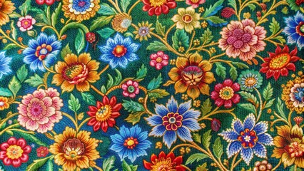 Intricate traditional Thai silk fabric pattern with colorful floral motifs, Thai, silk, fabric, traditional, pattern