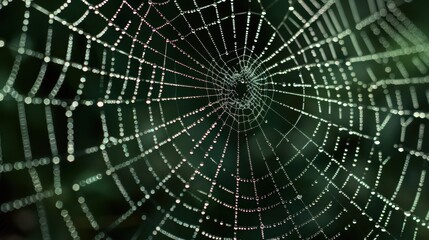 Fototapeta premium A spider web glistening with dew