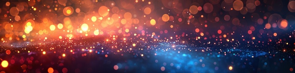 Obraz premium Colorful bokeh lights illuminating dark background in a festive atmosphere