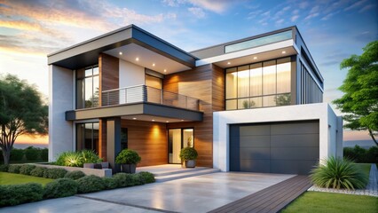 Sleek, minimalist modern house icon featuring clean lines, geometric shapes, and a bold color scheme, symbolizing contemporary architecture and innovative design.