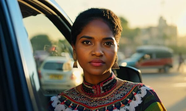 Kenyan Woman Mastering Parallel Parking in Busy Nairobi