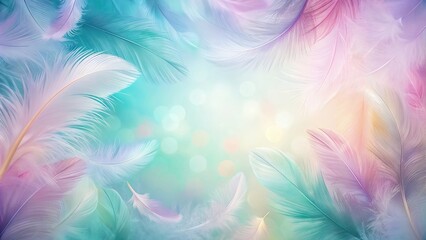 Abstract feather background in pastel colors perfect for Easter celebration, soft, spring, holiday,feathers, pastel, Easter, wide-angle, gentle, ethereal, abstract, decoration, texture