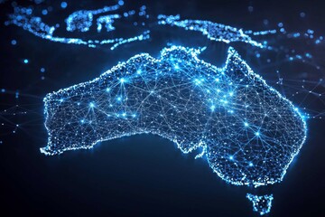 Fototapeta premium Digital map of australia network connectivity created with generative ai