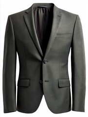 A gray suit with a black shirt and a black tie