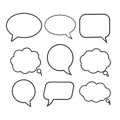 Line art speech bubbles bundle in vector format, perfect for clean, modern designs.