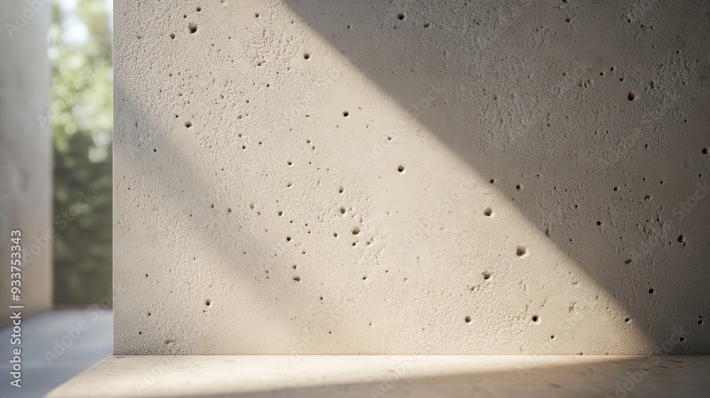 Poster Abstract concrete wall with natural light and shadows, showcasing a minimalist design with texture and modern aesthetics.