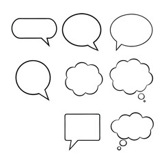 Line art speech bubbles bundle in vector format, perfect for clean, modern designs.