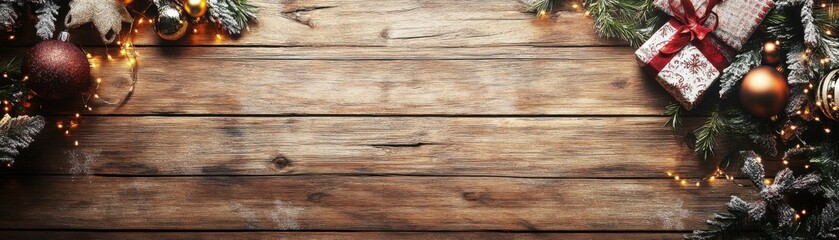 Naklejka premium Christmas Wooden Table Decoration