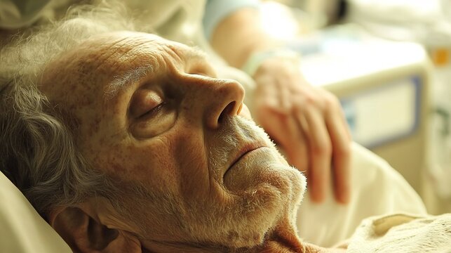 Palliative care nurse a hospice setting providing comfort to a terminally ill patient