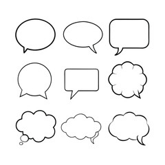 Line art speech bubbles bundle in vector format, perfect for clean, modern designs.