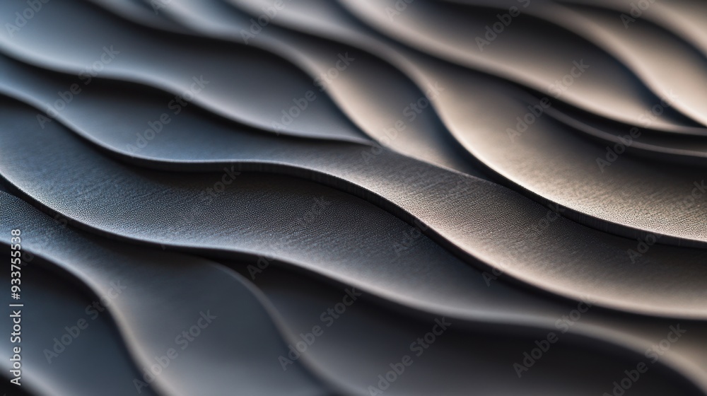 Aufkleber close-up of abstract wave pattern background with soft lighting and shadows, showcasing modern, smoo
