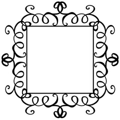 Black beautiful frame decorated with abstract ornaments on a white background