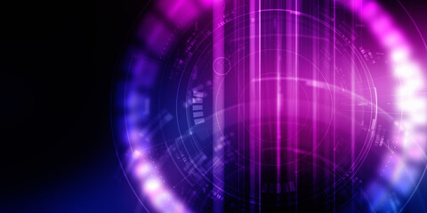 2d illustration Abstract futuristic electronic circuit technology background
