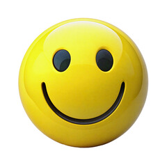 A bright yellow smiley face with a cheerful expression, symbolizing happiness and positivity. Transparent background