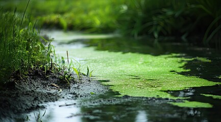 Algal green bloom in the forest