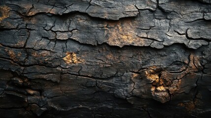 A close-up photo of a rough textured stone wall with golden highlights,