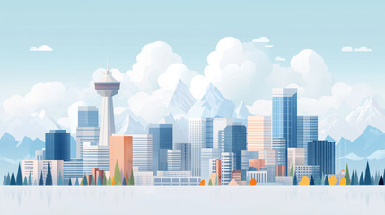 Calgary postcard illustration for city view, beautiful.