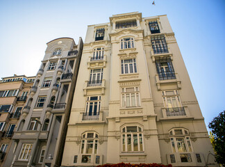 Fototapeta premium facade of historical apartments of tesvikiye nisantasi, istanbul