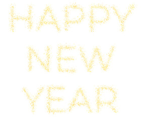 Happy New Year text made of golden sparkles