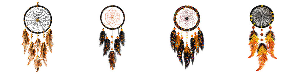 A collection of beautifully designed dreamcatchers with vibrant colors and intricate details, bringing positive energy and protection.