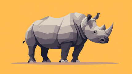 Obraz premium Flat illustration of a Rhino, african wild animal isolated on solid background