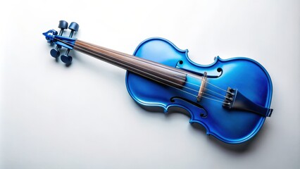 Obraz premium Blue violin on a white background, blue, violin, music, instrument, artistic, strings, classical, performance, symphony