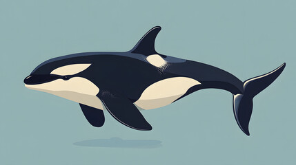 Obraz premium Killer whale illustration. flat illustration of a orca on solid background