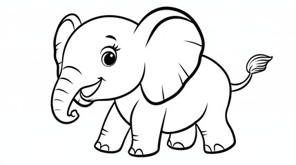 Obraz premium Joyful Baby Elephant in Profile for Drawing