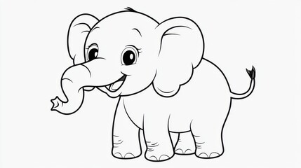 Obraz premium Joyful Baby Elephant in Profile for Drawing