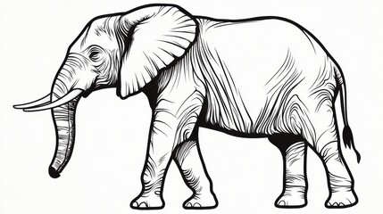 Fototapeta premium Adult Elephant in Profile with Strong Stance for Drawing