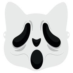 icon for the Halloween holiday mask in the form of a cat from the movie Scream, vector